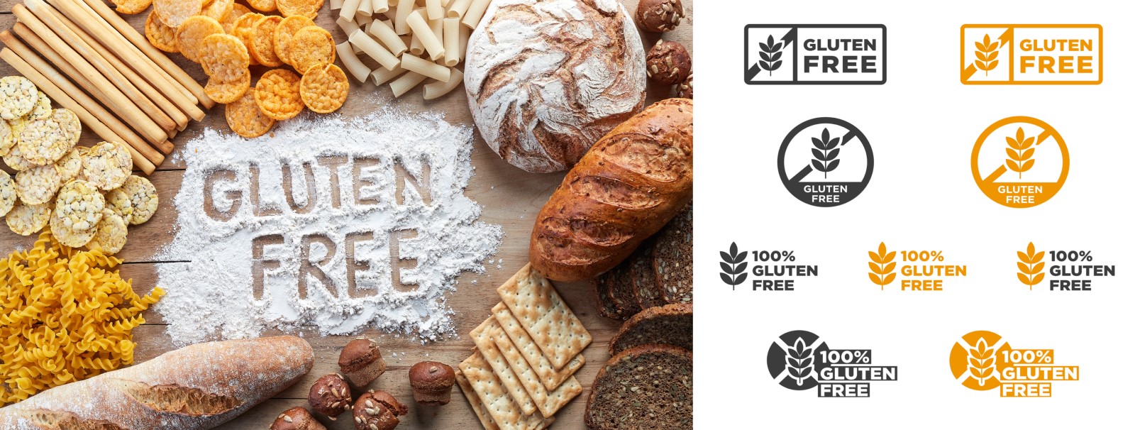 Gluten-free bakery products are labelled.