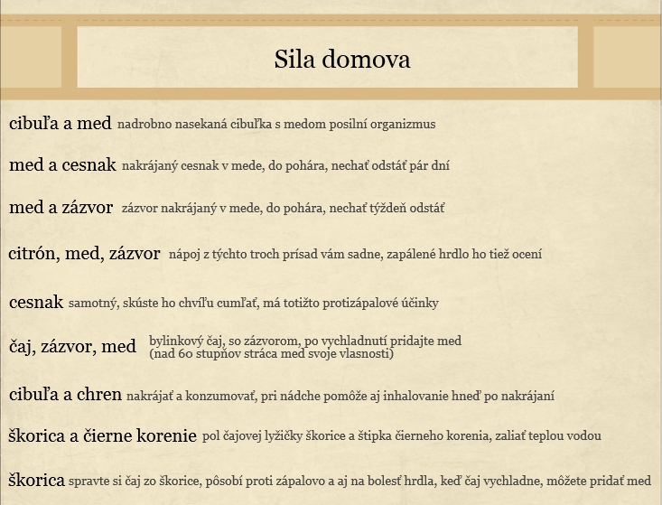Ako sa dajú využiť domáce prostriedky? Infografika o využití potravín z kuchyne, ako sú med, cesnak, cibuľa, citrón, zázvor, chre, škorica