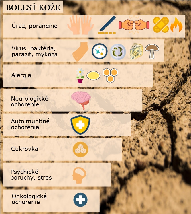Bolesť kože môžu zapríčiniť rôzne ťažkosti Infografika uvádza najčastejšie príčiny bolesti kože