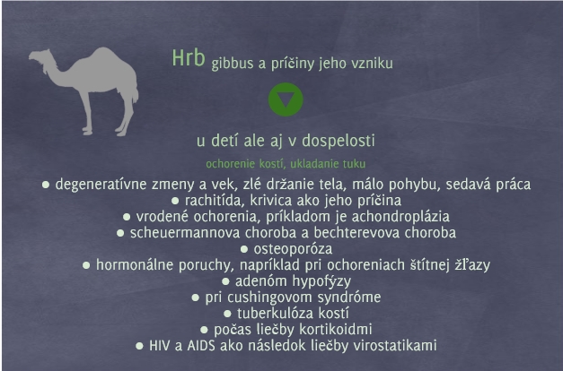 Najčastejšie príčiny stojace za vznikom hrbu Infografika o príčnách vzniku hrbu, gibbusu