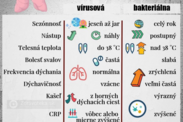 Infografika: Odlišnosti v priebehu vírusového a bakteriálneho zápalu pľúc