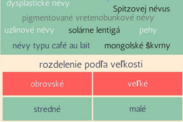 Infografika: Rôznorodé delenie kožných znamienok, najčastejšie sa vyskytujúce znamienka a ich veľkosť